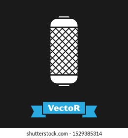 White Stereo speaker icon isolated on black background. Sound system speakers. Music icon. Musical column speaker bass equipment.  Vector Illustration