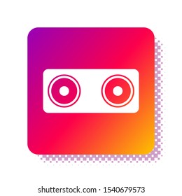 White Stereo speaker icon isolated on white background. Sound system speakers. Music icon. Musical column speaker bass equipment. Square color button. Vector Illustration