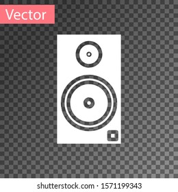 White Stereo speaker icon isolated on transparent background. Sound system speakers. Music icon. Musical column speaker bass equipment.  Vector Illustration