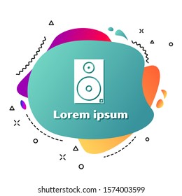 White Stereo speaker icon isolated on white background. Sound system speakers. Music icon. Musical column speaker bass equipment. Abstract banner with liquid shapes. Vector Illustration