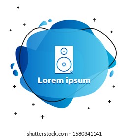 White Stereo speaker icon isolated on white background. Sound system speakers. Music icon. Musical column speaker bass equipment. Abstract banner with liquid shapes. Vector Illustration