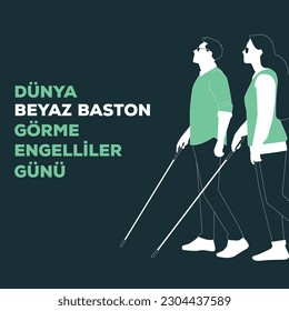 Ilustración vectorial del Día de la Semana Ciega del Palo Blanco Turquía (Dünya Göme Engelliler Günü)