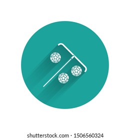 White Stick for chips icon isolated with long shadow. Casino gambling. Green circle button. Vector Illustration