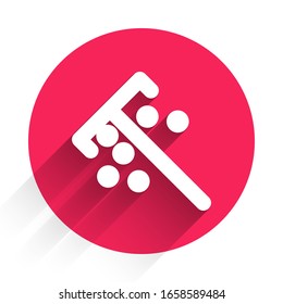 White Stick for chips icon isolated with long shadow. Casino gambling. Red circle button. Vector Illustration
