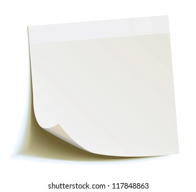 White stick note isolated on white background, vector illustration