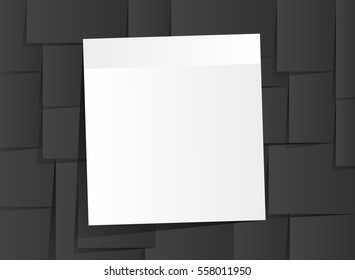 White stick note isolated on black background, vector illustration