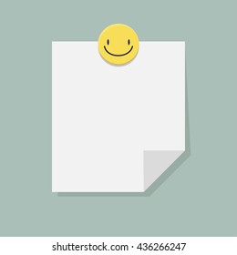 White stick note on blue background, Vector illustration