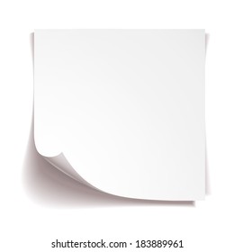White stick note paper on white background