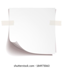 White stick note paper on white background