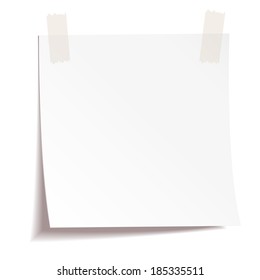 White stick note paper on white background