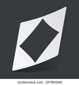 White sticker with black image of diamonds card symbol, on black background