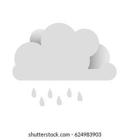 white sticker cloud with rain icon, vector illustraction design