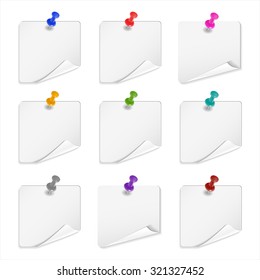 White sticker or note paper on white background. Vector illustration
