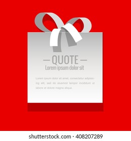 White sticker on a red background. Quote, message. Vector illustration.
