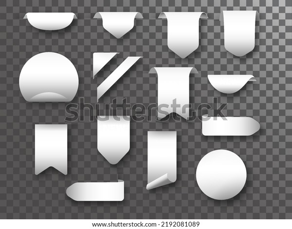 White Stickers Set Blank Sticker Folded Stock Vector (Royalty Free ...