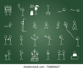 White Stickman Stick figures on chalkboard