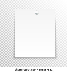 White sticky note isolated on transparent background. Template for your projects.