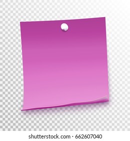 White sticky note isolated on background. Template for your projects. Vector illustration.