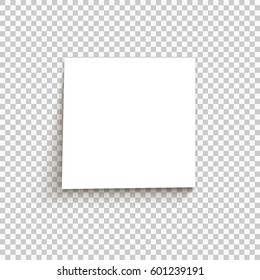 White Sticky Note On Transparent Background. Vector Illustration.