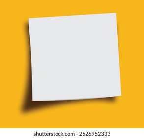 White Sticky note reminder. White Post it paper on yellowish-orange background  . vector illustration