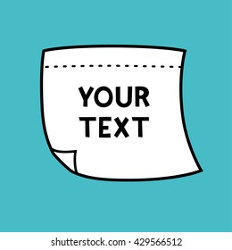 White sticky note vector icon, blank paper reminder sticker or label for your information.