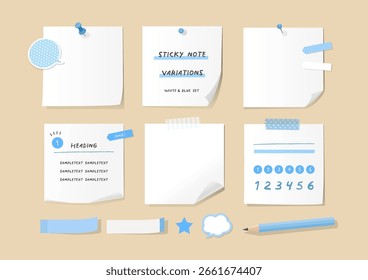 White Sticky Notes and Memo Set