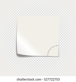 White sticky paper template isolated on transparent background