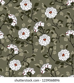 white stock flowers pattern on background