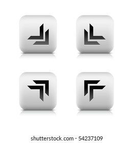 White stone arrow web 2.0 button. Rounded square shape with reflection and shadow on white