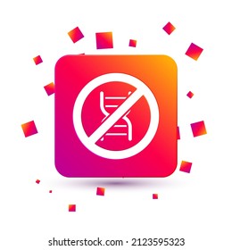 White Stop GMO icon isolated on white background. Genetically modified organism acronym. Dna food modification. Square color button. Vector