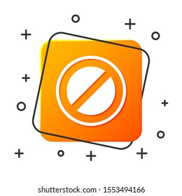 White Stop sign icon isolated on white background. Traffic regulatory warning stop symbol. Orange square button. Vector Illustration