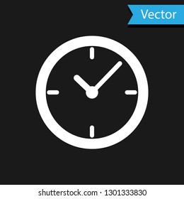 White Stopwatch icon isolated on black background. Time timer sign. Vector Illustration
