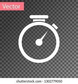 White Stopwatch icon isolated on transparent background. Time timer sign. Vector Illustration