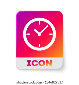 White Stopwatch icon isolated on white background. Time timer sign. Rectangle color button. Vector Illustration