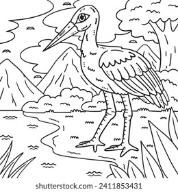 White Stork Bird Coloring Page for Kids