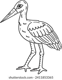 White Stork Bird Isolated Coloring Page for Kids