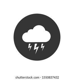 White Storm icon isolated on grey background. Cloud and lightning sign. Weather icon of storm. Vector Illustration