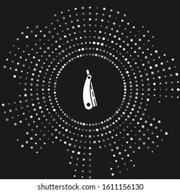 White Straight razor icon isolated on grey background. Barbershop symbol. Abstract circle random dots. Vector Illustration
