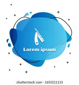 White Straight razor icon isolated on white background. Barbershop symbol. Abstract banner with liquid shapes. Vector Illustration