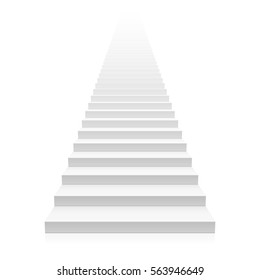 White straight staircase stretches to infinity vector illustration