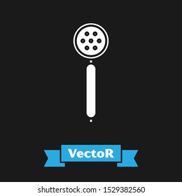 White Strainer spoon icon isolated on black background.  Vector Illustration