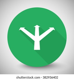 White Strategy icon with long shadow on green circle