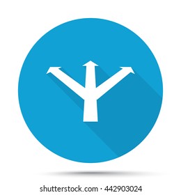 White Strategy icon on blue button isolated on white