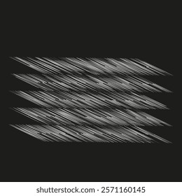 White streaks pattern. Diagonal dynamic lines. Abstract black background. Motion vector texture.