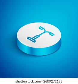 White Street light system icon isolated with long shadow. Pink hexagon button. Vector