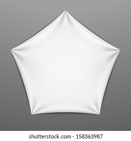 White stretched pentagonal shape with folds. Vector.