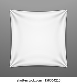 White stretched square shape with folds. Vector.