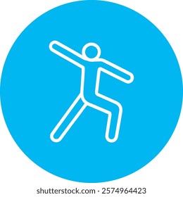 A white stretching icon on a light blue circular background, symbolizing flexibility and wellness. The design conveys a sense of movement and health, promoting vitality and an active lifestyle in a mi