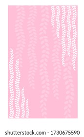 White strings of pearls plant print on pink background vertical banner