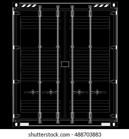 White stripe of cargo container or shipping container for logistics and transportation isolated on blackboard background.